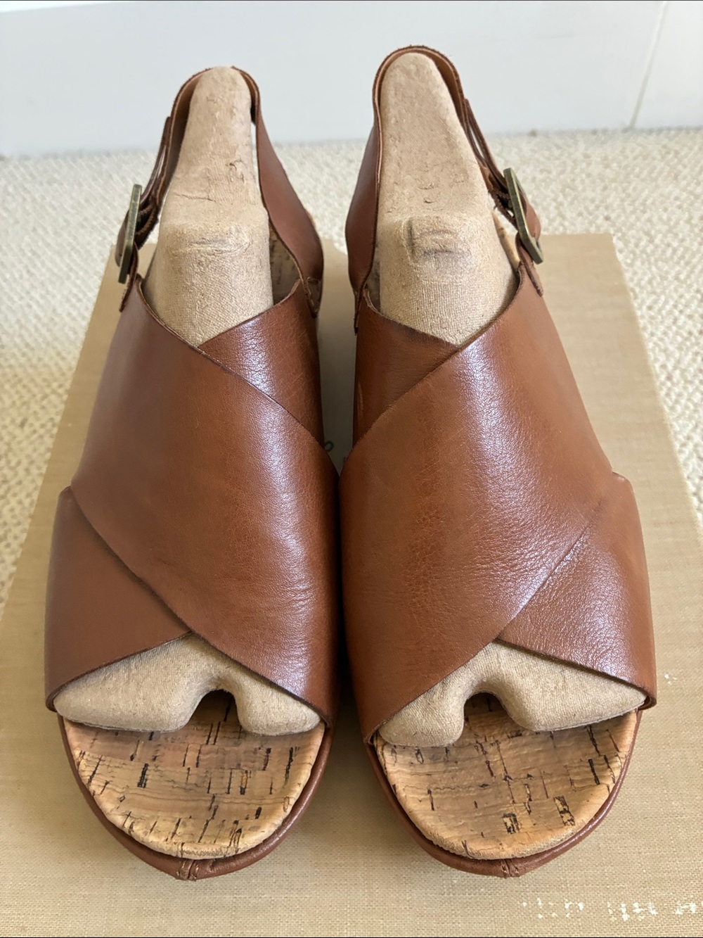 Kork-Ease Brown Leather Chloe Crisscross Wedge Sandals great condition size 9 - Picture 7 of 7